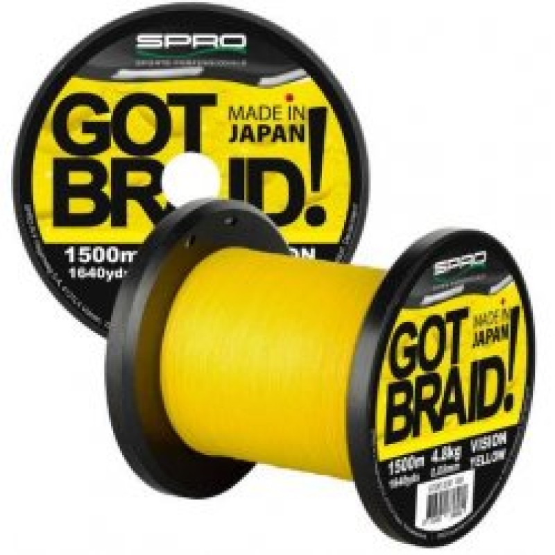 Плетёный шнур SPRO Got Braid Vision Yellow 0,22мм/15,5кг/1500м/цена за 1 метр/ Плетёный шнур SPRO Got Braid Vision Yellow 0,22мм/15,5кг/1500м/цена за 1 метр/